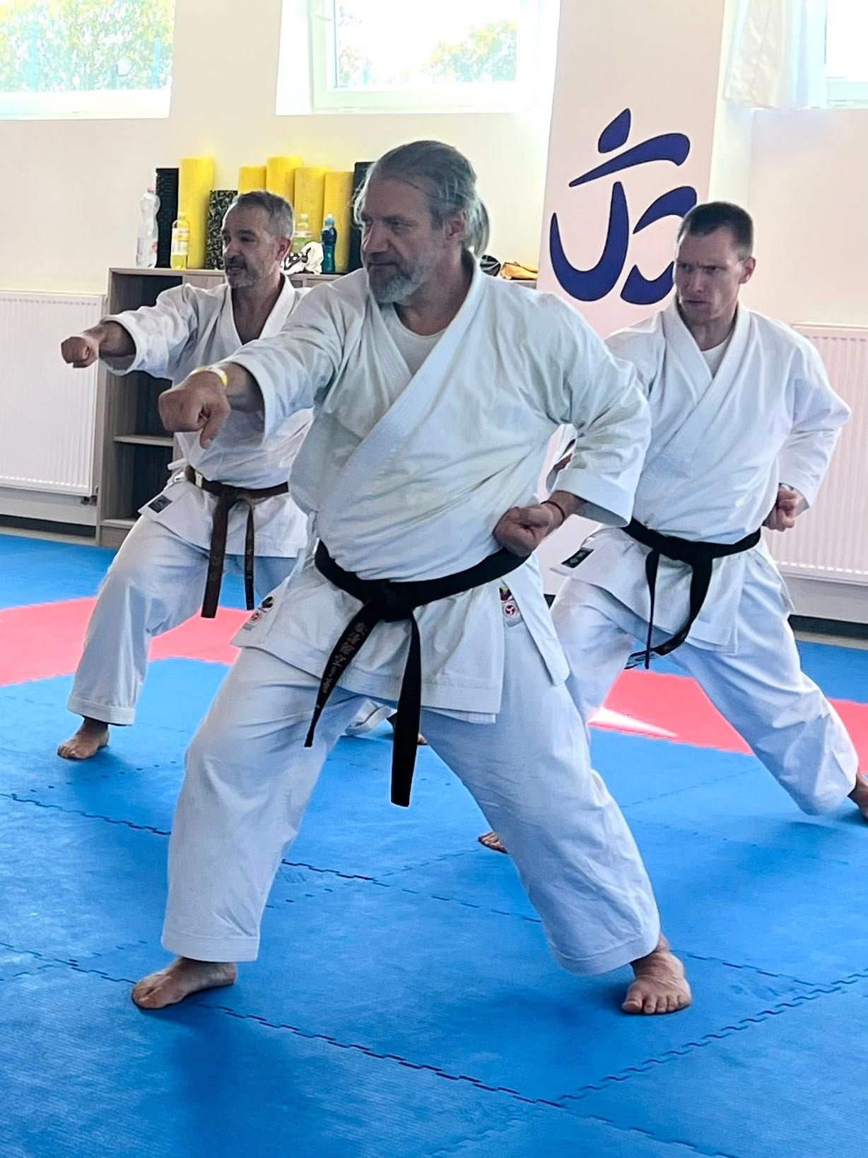 Felnőtt karategyakorló edzés közben a Turul Karate SE-ben